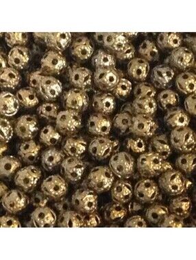 100 Victorian Steampunk Antiqued Brass Filigree Round 4mm Metal Beads Wholesale